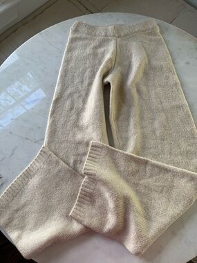 NWOT Fashion Nova knit wide-leg elastic waist pants creamy beige size medium